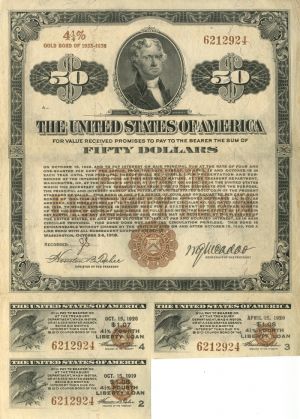 $50 4th Liberty Loan Bond - 1918 U.S. Treasury Bond